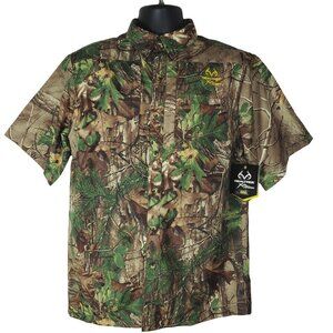 Realtree Mens Hunting Guide Shirt M XtraGreen Camo Short Sleeve Ripstop